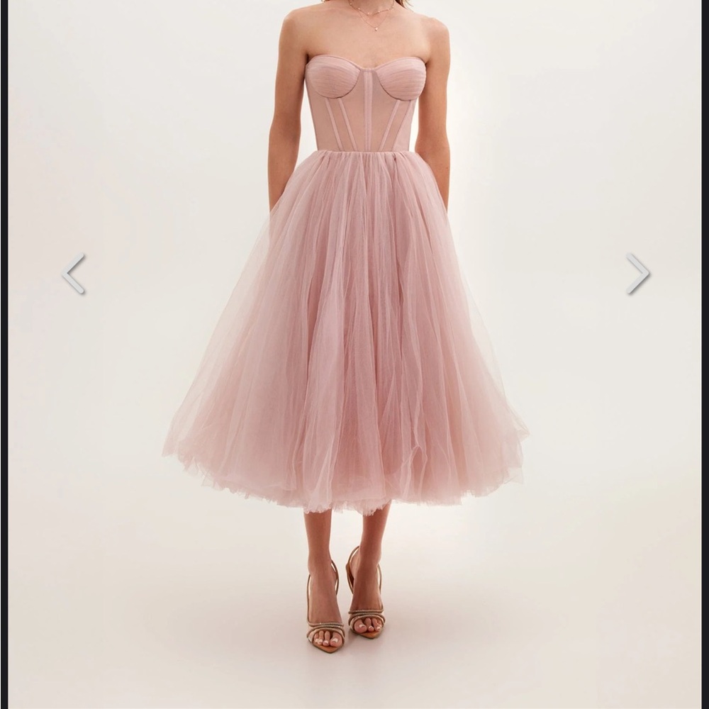 Elegant Pink Corset Strapless Dress